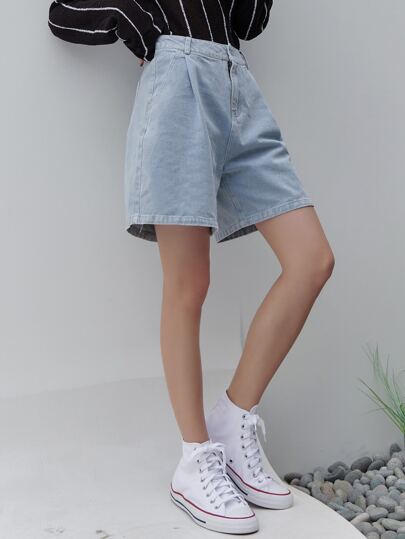 DAZY 素色寬腿牛仔短褲