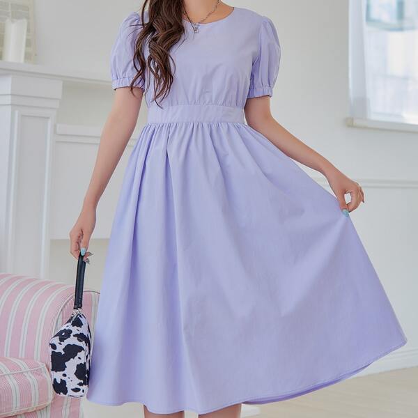 

Cut Out Tie Back Dress, Mauve purple