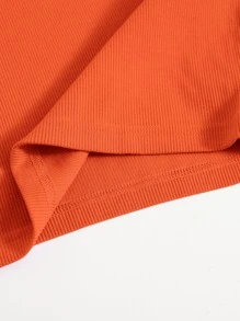 SHEIN EZwear Neon Orange Scoop Neck Solid Tank Top - Orange - View 5