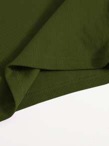 Muchica Top sin mangas liso con cuello redondo grande - Verde militar - Ver 4