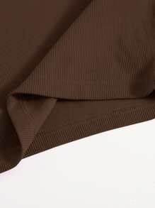 Muchica Scoop Neck Solid Tank Top - Chocolate Brown - View 4