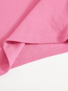 SHEIN EZwear 大圓領素色背心上衣 - 粉色 - 查看 4