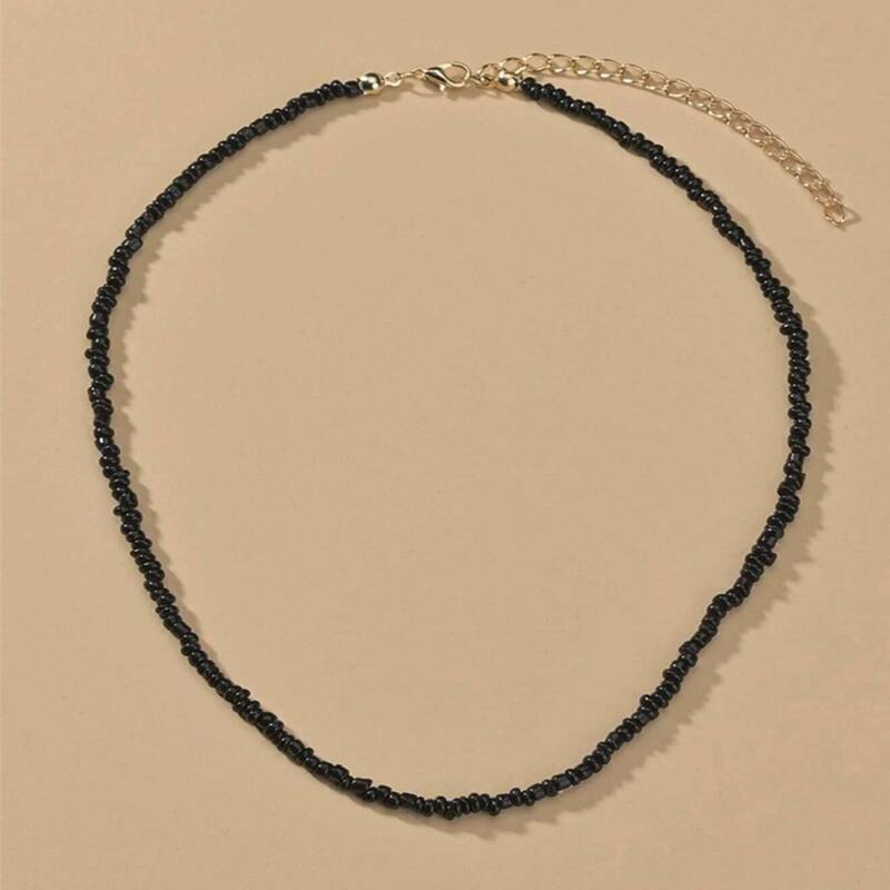 

Colorful Beaded Necklace, Black