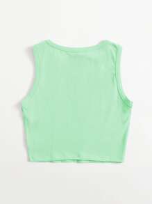 SHEIN EZwear Solid Crop Tank Top - Mint Green - View 2