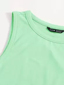 SHEIN EZwear Solid Crop Tank Top - Mint Green - View 5