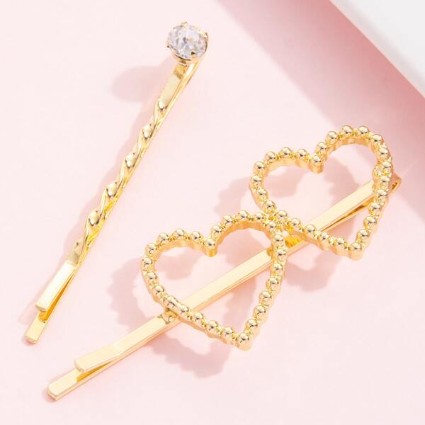 

2pcs Alloy Hair Clip, Gold