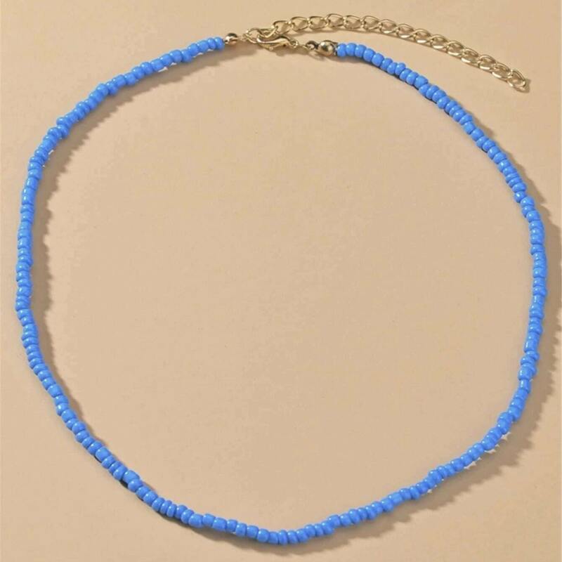 

Colorful Beaded Necklace, Blue