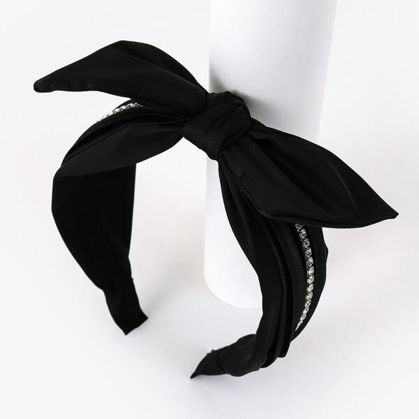 

Bow & Rhinestone Decor Headband, Black