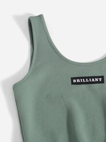 Mulvari Letter Graphic Tank Top & Joggers Set - Mint Green - View 4