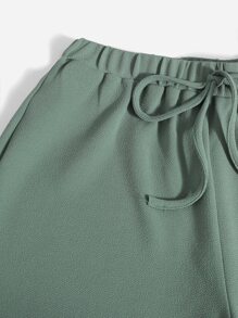 Mulvari Letter Graphic Tank Top & Joggers Set - Mint Green - View 5