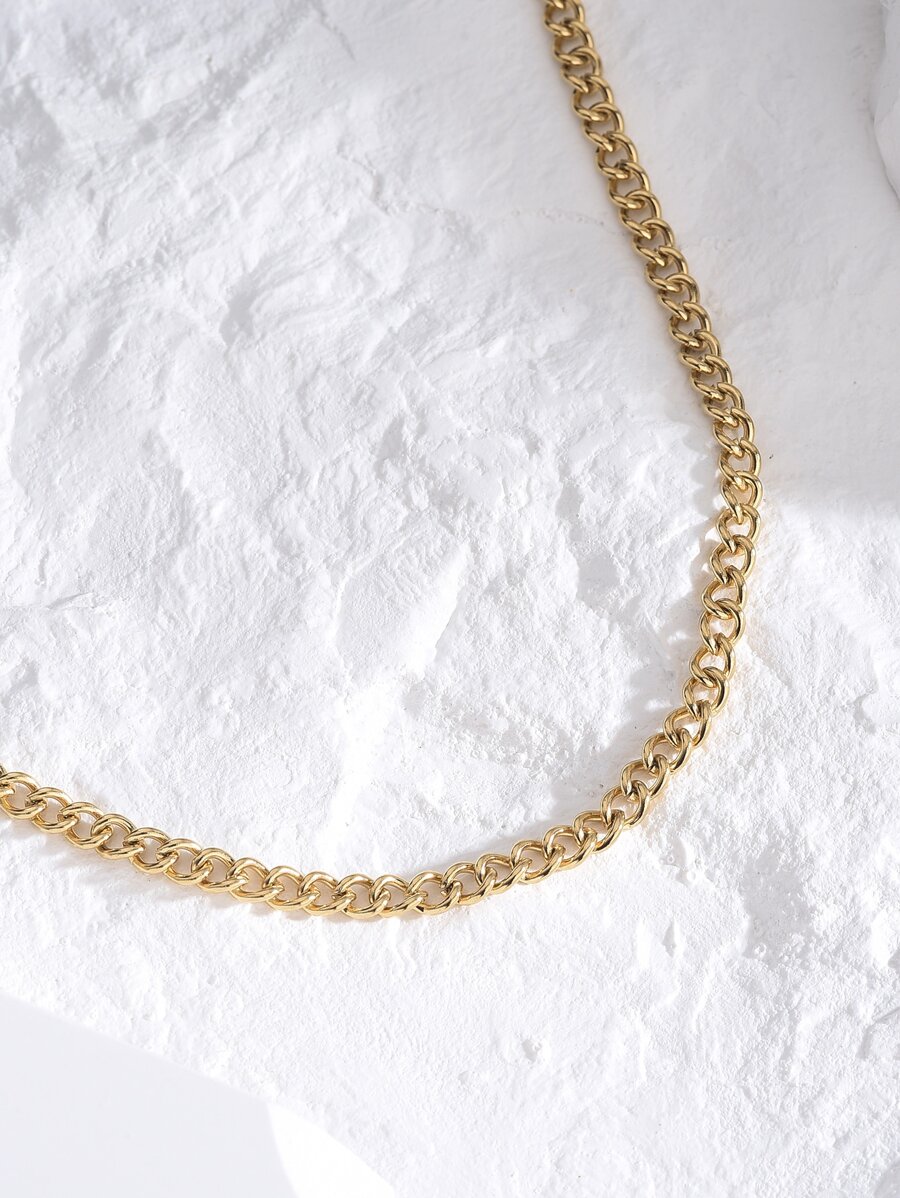 Minimalist Chain Necklace - Yellow Gold - View 1