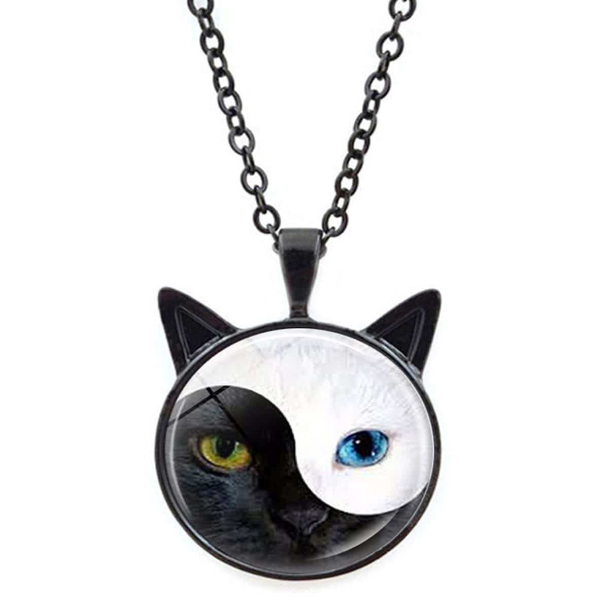 

Yin & Yang Pendant Necklace, Black and white