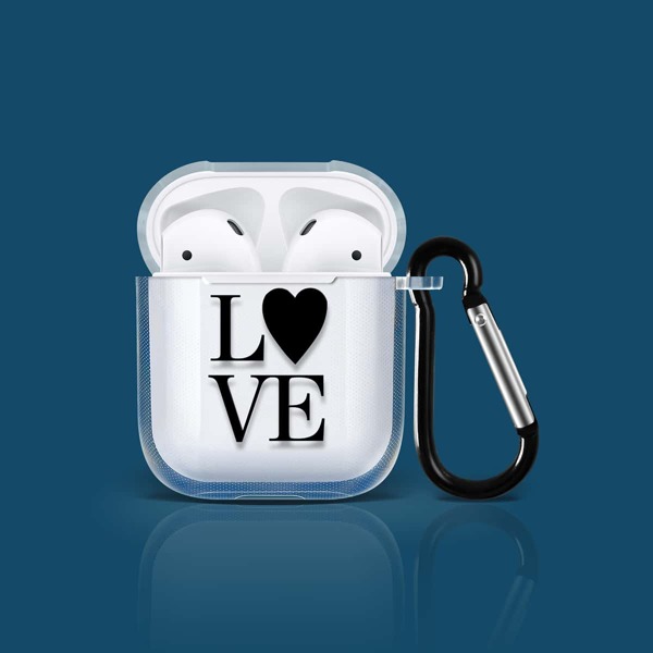 

Прозрачный чехол для Airpods с текстовым принтом