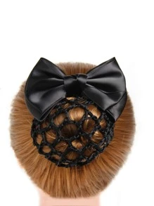 1个蝴蝶结网状发夹发饰，日常佩戴情人节爪夹发卡，蝴蝶结，可爱，发饰，头部饰品，女士发饰 - 黑色 - 查看 3