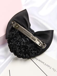 1个蝴蝶结网状发夹发饰，日常佩戴情人节爪夹发卡，蝴蝶结，可爱，发饰，头部饰品，女士发饰 - 黑色 - 查看 4