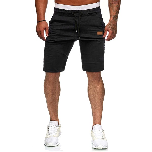 

Men Patched Drawstring Shorts, Black