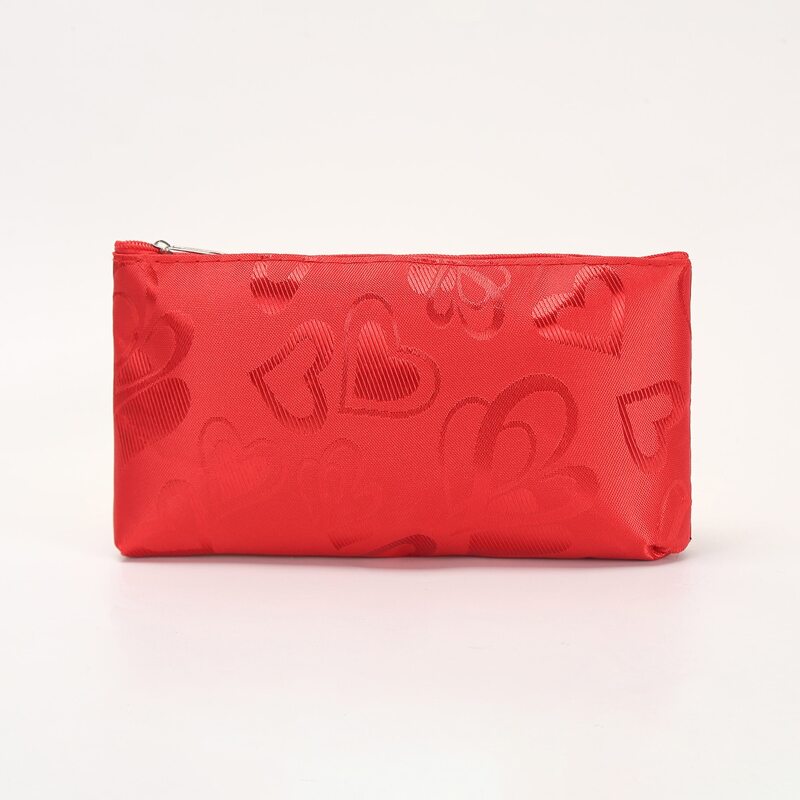

Heart Pattern Makeup Bag, Red