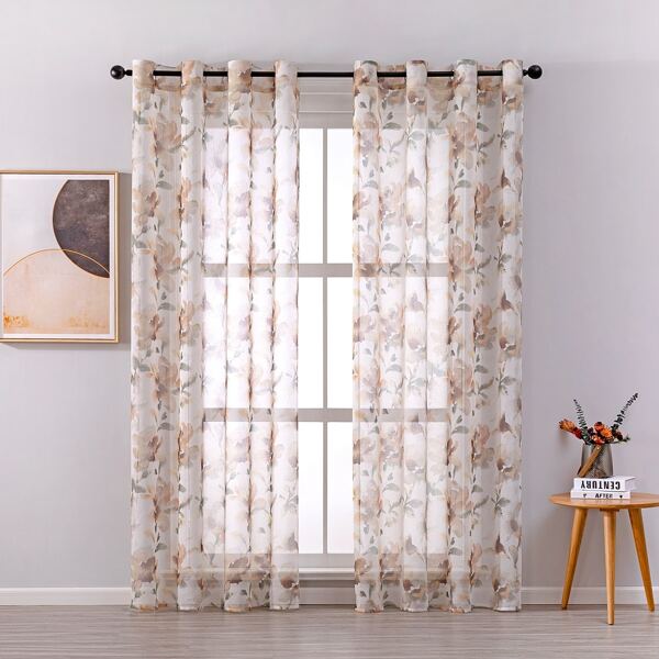 

Flower Print Single Panel Curtain, Multicolor