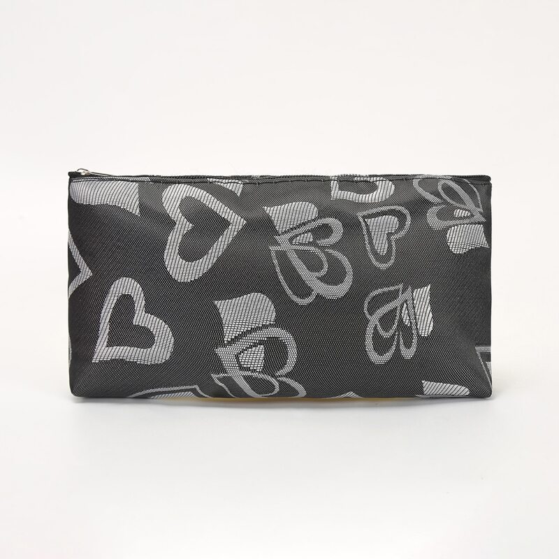 Heart Pattern Makeup Bag, Dark grey