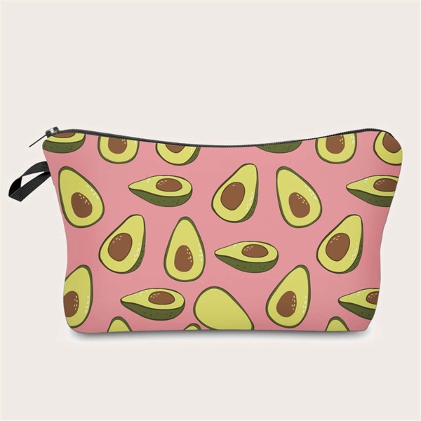 

Fruit Painted Zipper Makeup Bag, Pink