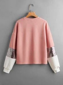 SHEIN LUNE 拼接亮片拼接套頭衫 - 彩色 - 查看 2