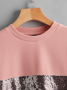 SHEIN LUNE 拼接亮片拼接套頭衫 - 彩色 - 查看 4