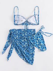 3 gói Bikini & Váy Đi Biển Ditsy Họa Tiết Hoa - Màu xanh lam - Xem 2