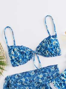 3 gói Bikini & Váy Đi Biển Ditsy Họa Tiết Hoa - Màu xanh lam - Xem 3
