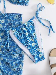3 gói Bikini & Váy Đi Biển Ditsy Họa Tiết Hoa - Màu xanh lam - Xem 4