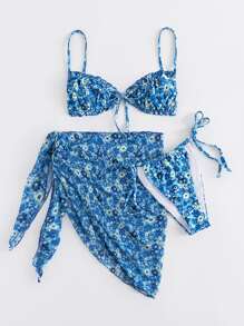3 gói Bikini & Váy Đi Biển Ditsy Họa Tiết Hoa - Màu xanh lam - Xem 5