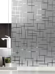 圖案印花窗戶隱私牆貼可拆卸防水裝飾窗戶膜 - 白色 - 查看 1