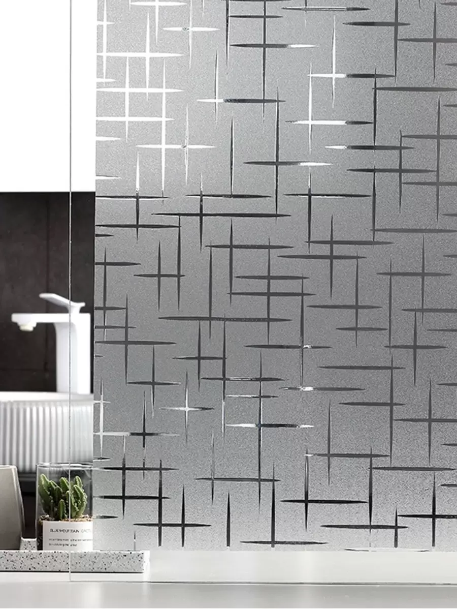 圖案印花窗戶隱私牆貼可拆卸防水裝飾窗戶膜 - 白色 - 查看 1