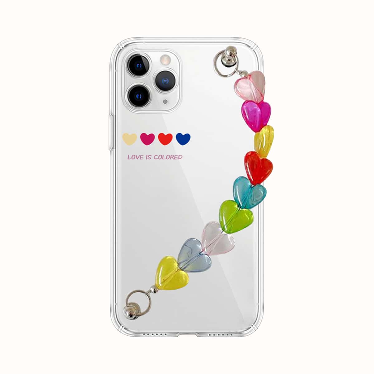 

Heart Beaded Hand Strap Phone Case, Multicolor