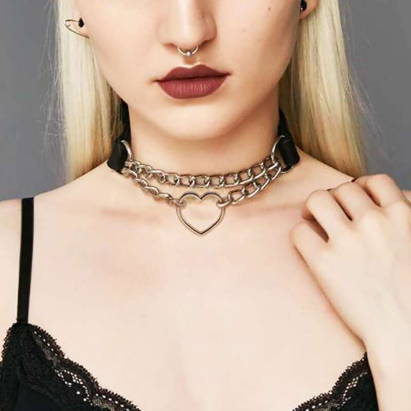

Heart Chain Choker, Black