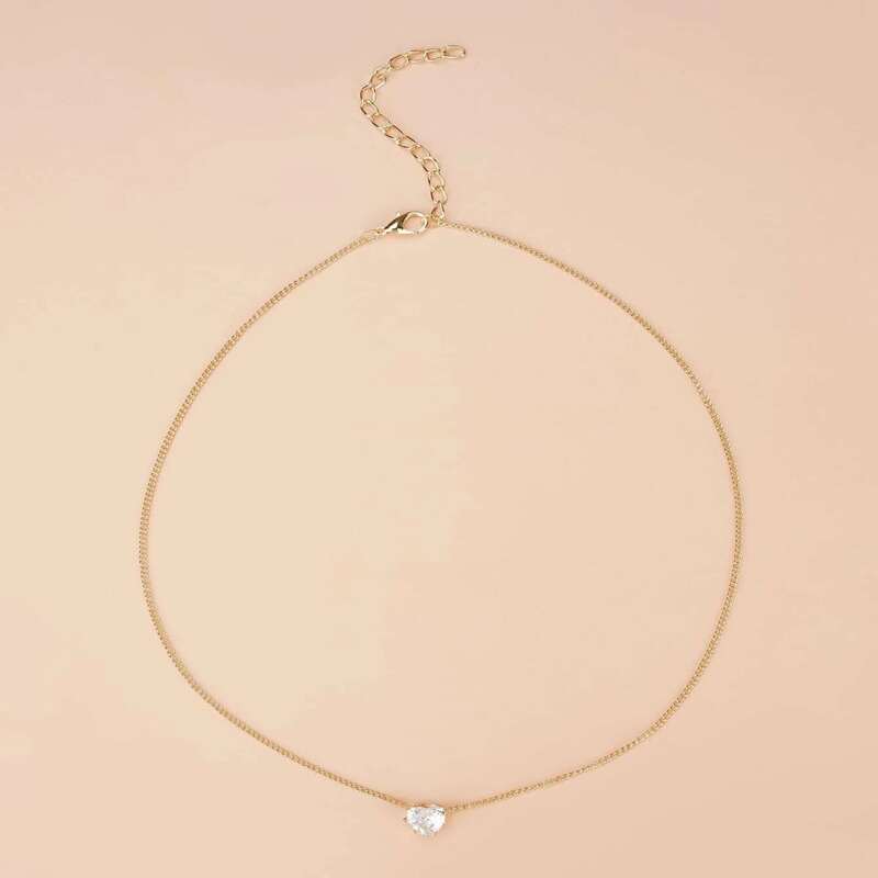 

Rhinestone Pendant Necklace, Gold