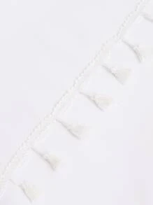 Khăn trải bàn tua rua đồng màu - trắng - Xem 3