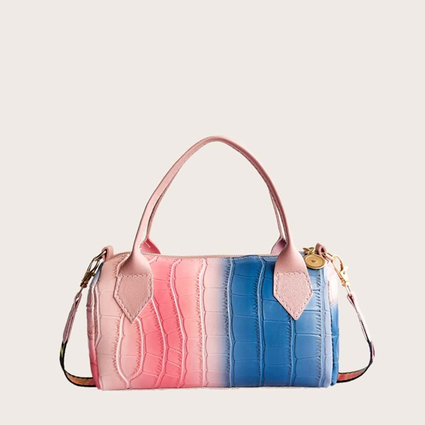 

Ombre Croc Embossed Satchel Bag, Multicolor