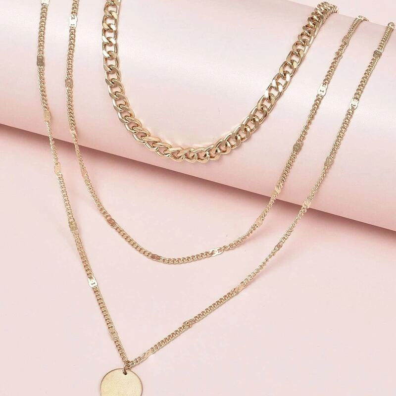 

Disc Layered Necklace, Gold