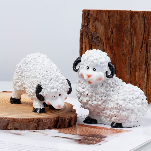 

2pcs Sheep Shaped Art Decoration, White