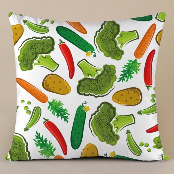 

Vegetable Print Cushion Cover Without Filler, Multicolor