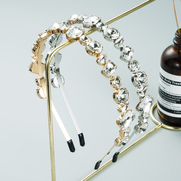

2pcs Gemstone Decor Hair Hoop, Multicolor