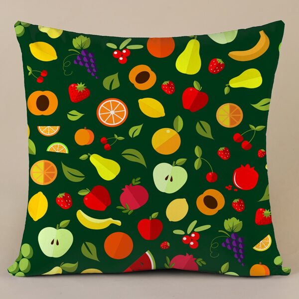 

Fruit Print Cushion Cover Without Filler, Green