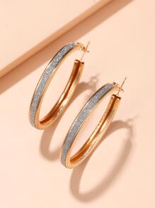 1pair Hoop Earrings - Yellow Gold - View 1