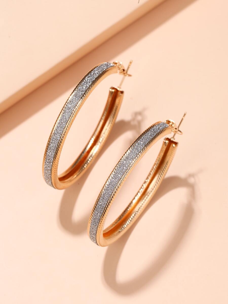 1pair Hoop Earrings - Yellow Gold - View 1