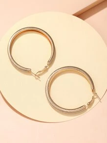 1pair Hoop Earrings - Yellow Gold - View 2