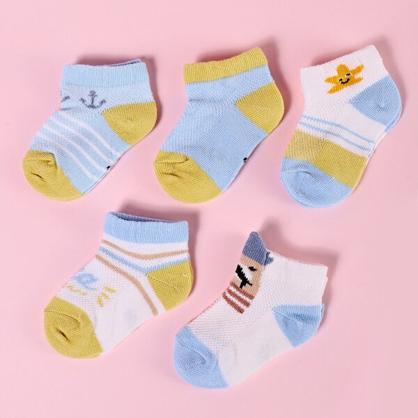 

5pairs Baby Striped Print Socks, Multicolor