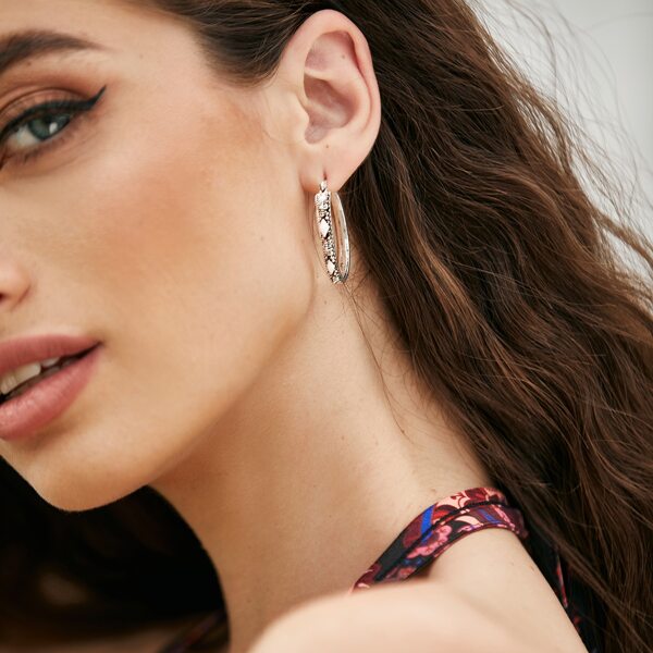 

Cuff Hoop Earrings, Antique silver