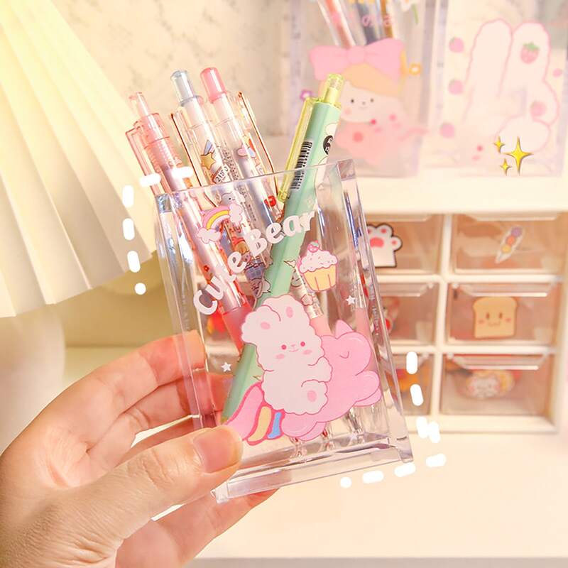 

1pc Cartoon Graphic Random Pen Holder, Clear