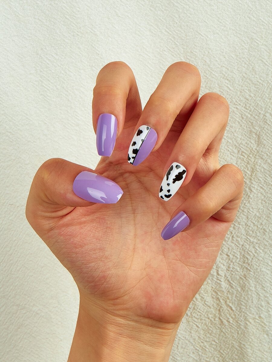 Nail Nina 24pcs Cow Pattern Fake Nail & 1sheet Tape - Multicolor - View 1