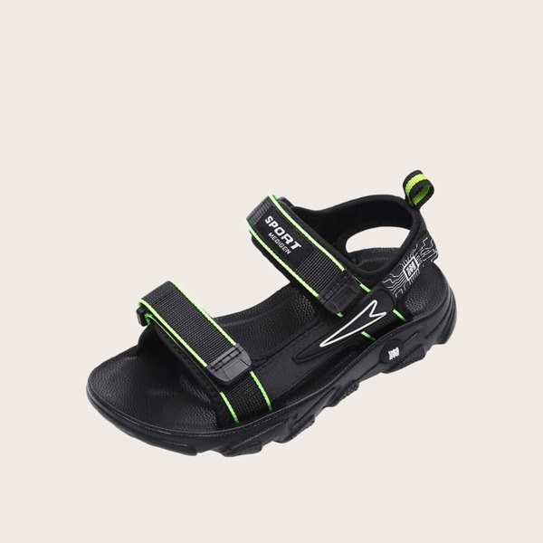 

Boys Letter Graphic Cut-out Sport Sandals, Black